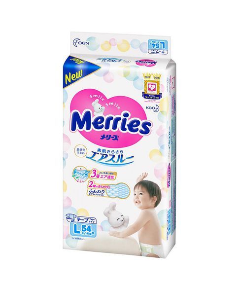 Купить Подгузники MERRIES L (9-14 кг), 54шт