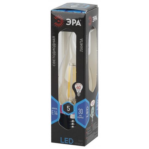 Лампочка светодиодная ЭРА F-LED F-LED BXS-5W-840-E14 Е14 / Е14 5Вт филамент свеча на ветру нейтральный белый свет