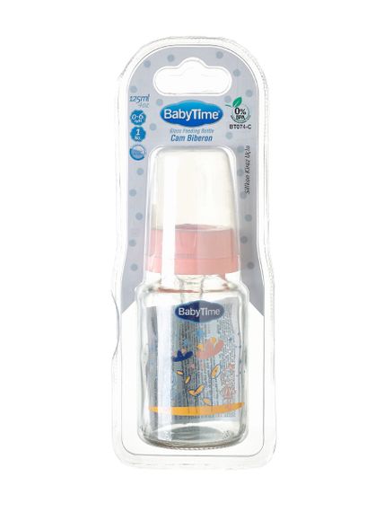 Стеклянная бутылочка для кормления 125 ml BabyTime