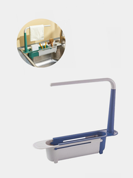 Многофункциональный органайзер – полка для раковины регулируемая, держатель для мыла, губки, щетки и тряпки xarid qilish